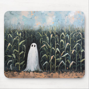 Whimsical Ghost Corn Field Painting Mouse Mat