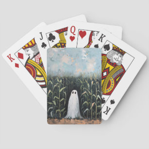Whimsical Ghost Corn Field Painting Playing Cards