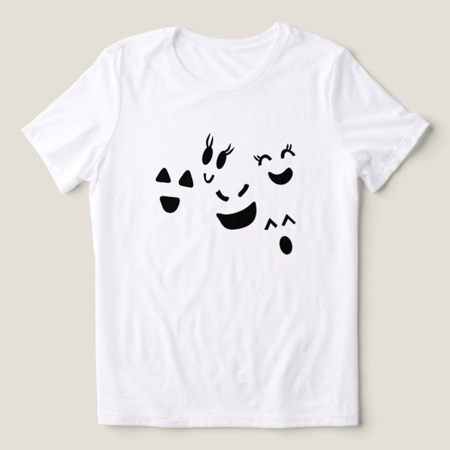 Whimsical Ghost Face Cute Halloween Tri-Blend Shirt (Design Front)