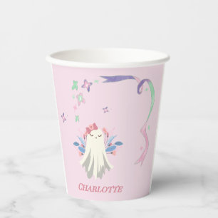 Whimsical Ghost Girl Fun Pastel Halloween Party Paper Cups