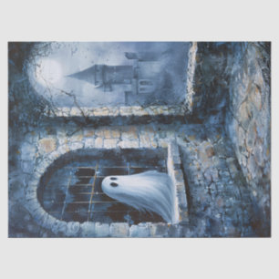 Whimsical Ghost Haunted Castle Decoupage Tissue Paper