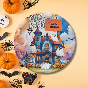 Whimsical Ghost Party Kids Halloween  Paper Plate