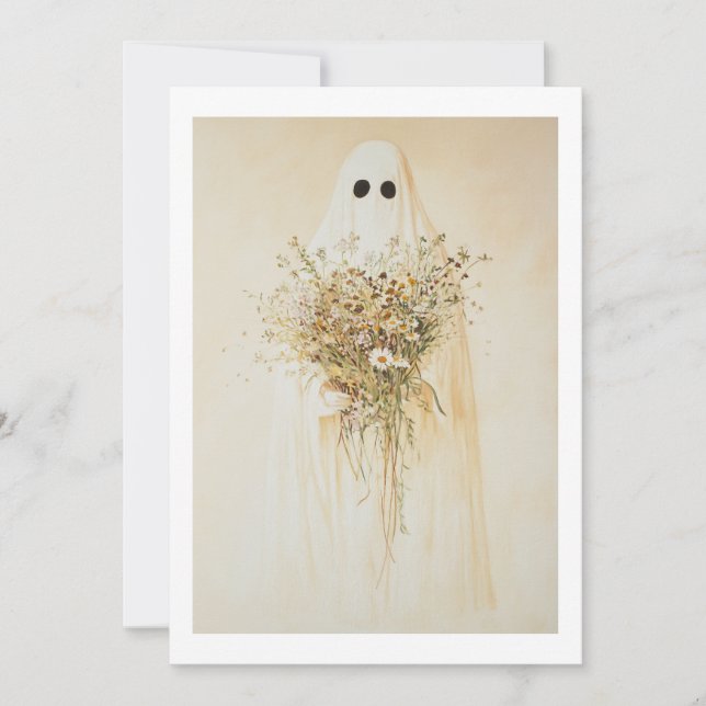 Whimsical Ghost with Wildflowers Invitation (Front)