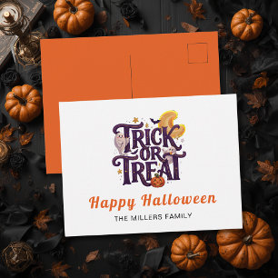 Whimsical Ghosts Halloween Postcard