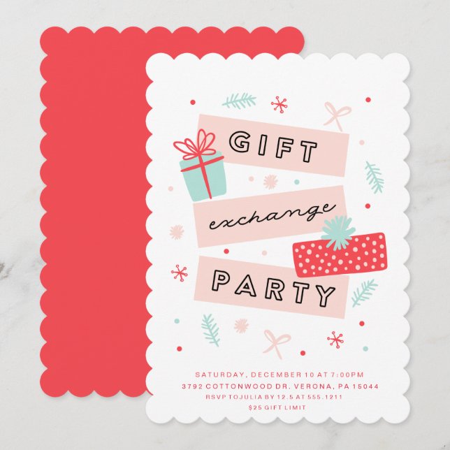Whimsical Gift Exchange Party Invitation (Front/Back)