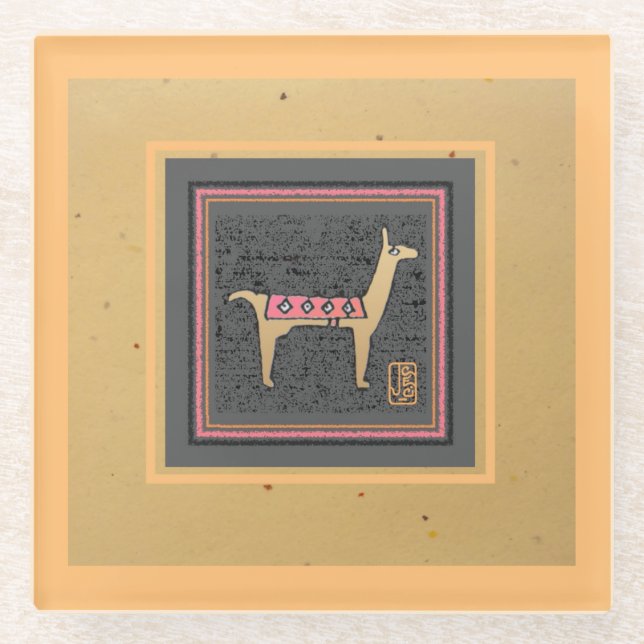 Whimsical Giftable Llama Glass Coaster (Front)