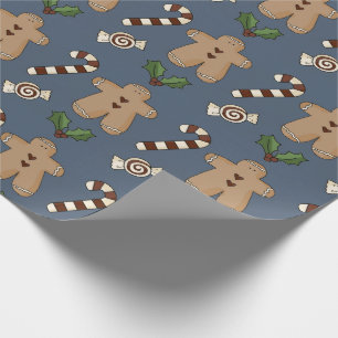 Whimsical Gingerbread and Candy Canes Christmas  Wrapping Paper