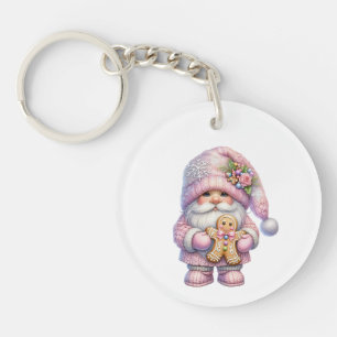 Whimsical Gingerbread Christmas Gnome Key Ring