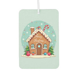 Whimsical Gingerbread House Christmas Scene Car Air Freshener