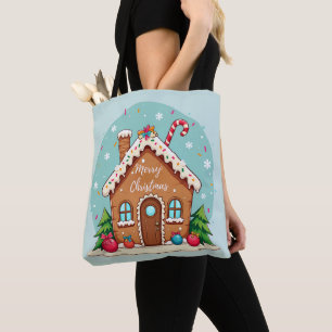Whimsical Gingerbread House Christmas Scene Tote Bag