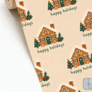 Whimsical Gingerbread House Happy Holidays  Wrapping Paper