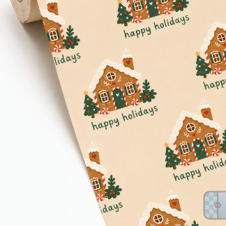 Whimsical Gingerbread House Happy Holidays  Wrapping Paper