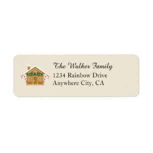 Whimsical Gingerbread House Holiday Address Label