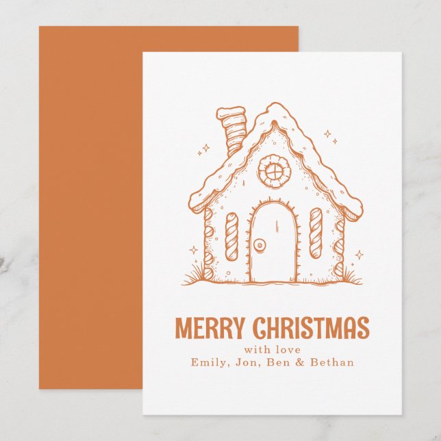Whimsical Gingerbread House Merry Christmas Holiday Card (Front/Back)
