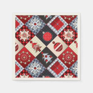 Whimsical Gingham Christmas Patchwork Quilt Napkin