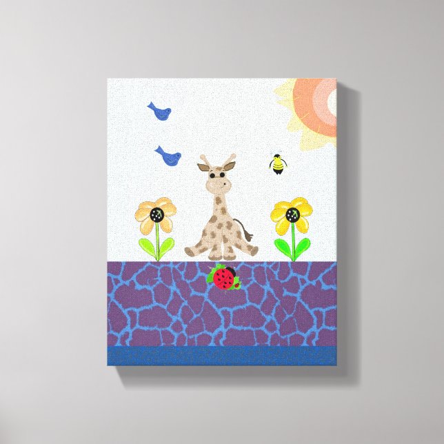 Whimsical Giraffe in Nature Scene Canvas Print (Front)
