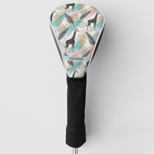 Whimsical Giraffe Polka Dot Pattern – Pastel Golf Head Cover (Front)