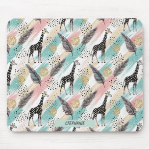 Whimsical Giraffe Polka Dot Pattern – Pastel Mouse Mat