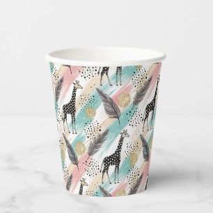 Whimsical Giraffe Polka Dot Pattern – Pastel Paper Cups