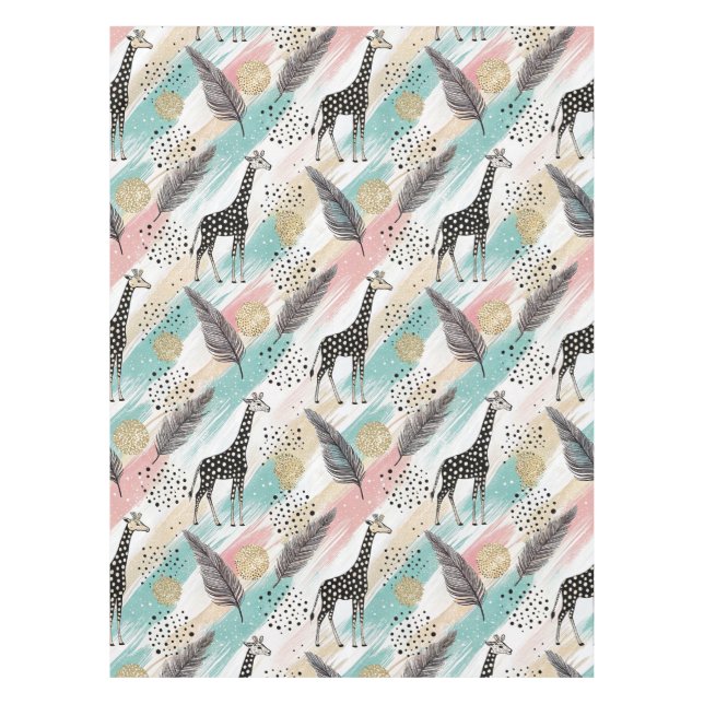 Whimsical Giraffe Polka Dot Pattern – Pastel Tablecloth (Front)
