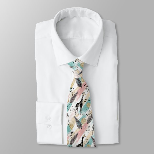 Whimsical Giraffe Polka Dot Pattern – Pastel Tie (Tied)