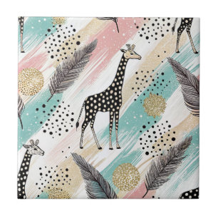 Whimsical Giraffe Polka Dot Pattern – Pastel Tile