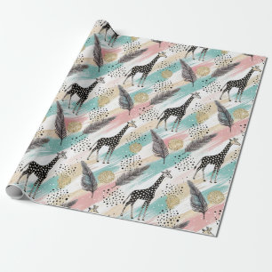 Whimsical Giraffe Polka Dot Pattern – Pastel Wrapping Paper