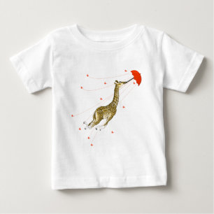 Whimsical Giraffe Red Butterfly T-shirts