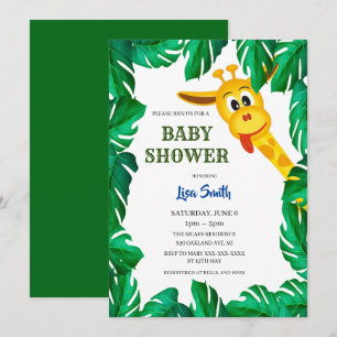 Whimsical Giraffe Safari Baby Shower Invitation