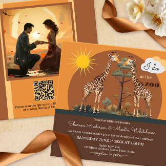 Whimsical Giraffe Safari Zoo Wedding All-in-One Invitation