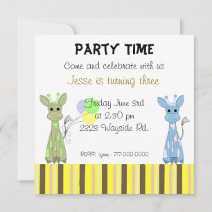 Whimsical Giraffes Birthday Party Invitation