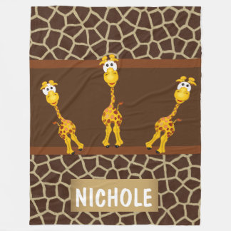 Whimsical Giraffes on Fleece Blanket