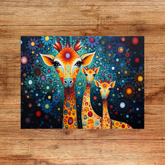 Whimsical Giraffes Print - Colourful Digital Poste