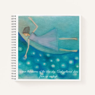 Whimsical Girl and starry sky poetic journal