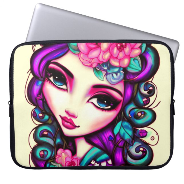 Whimsical Girl Artistic Laptop Sleeve (Front)