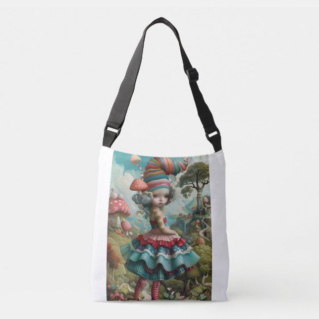 Whimsical girl  crossbody bag (Front)