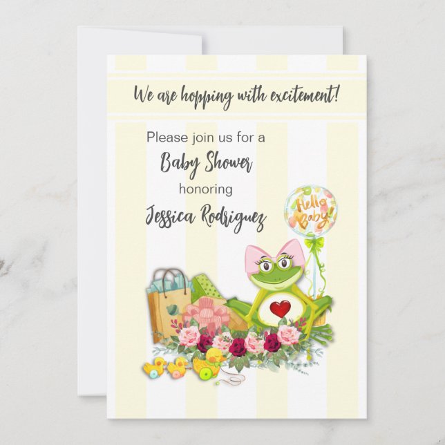 Whimsical Girl Frog Baby Shower Invitation  (Front)