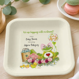 Whimsical Girl Frog Baby Shower Personalised Paper Plate