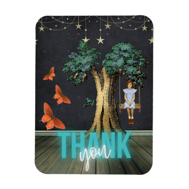 Whimsical Girl In Swing Surreal Thank You  Magnet (Vertical)