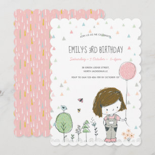 Whimsical Girl Kids Toddlers Birthday Invitation