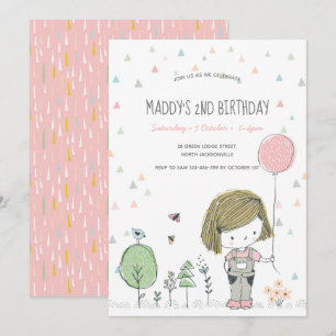 Whimsical Girl Kids Toddlers Birthday Invitation