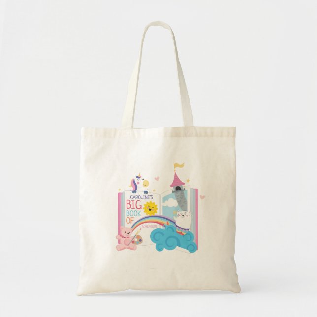 Whimsical Girl Library Book Tote Bag (Front)