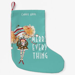 Whimsical Girl Merry Everything Personalised Small Christmas Stocking