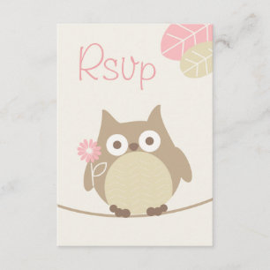 Whimsical Girl Owl Baby Shower Rsvp Card