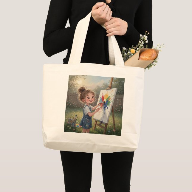 Whimsical Girl Painter Tote Bag (Front (Product))