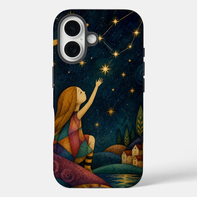 WHIMSICAL GIRL REACHING FOR STARS Case-Mate iPhone CASE (Back)