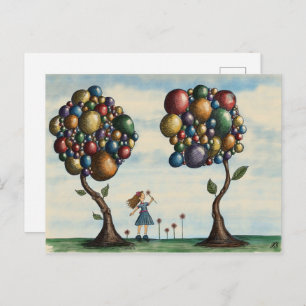 Whimsical Girl Trees Landscape Fantasy Artwork Postcard