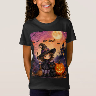 Whimsical Girl Witch Halloween Birthday Party T-Shirt