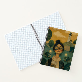 Whimsical Girl with Anglerfish Notebook