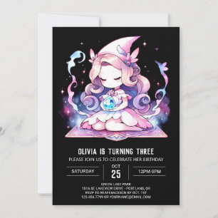 Whimsical Girl Wizard Birthday Invitation